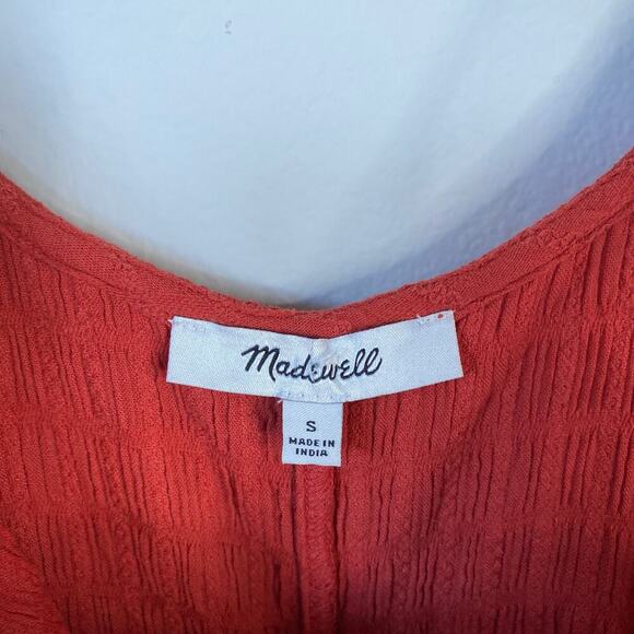 MADEWELL Textured Cover-Up Jumpsuit Fresh Chili 2022 Casual Summer Red Small - Picture 4 of 9